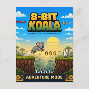 Koala, Retro-8-Bit-Pixel-Art Postkarte