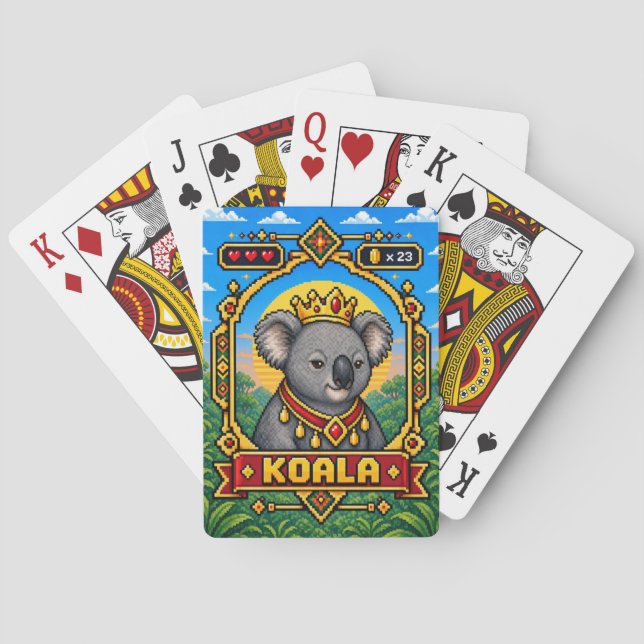 Koala Retro 8-Bit Pixelkunst Spielkarten (Rückseite)