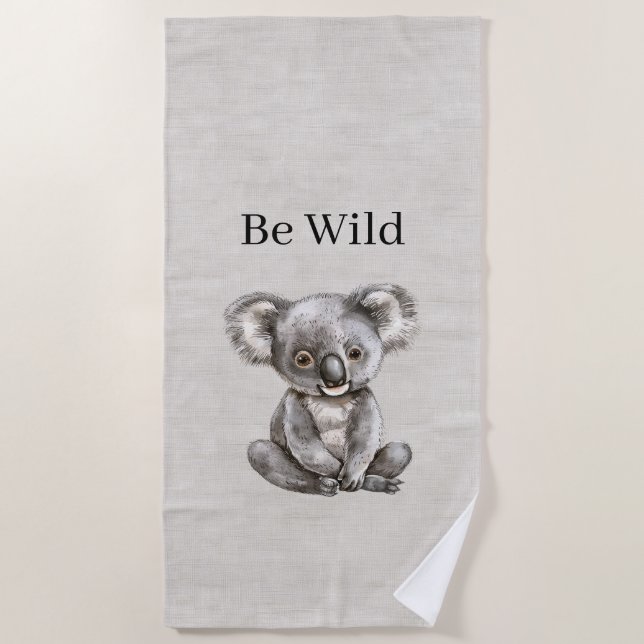 Koala-Safari-Tier-Fauxleinwand Strandtuch (Vorderseite)