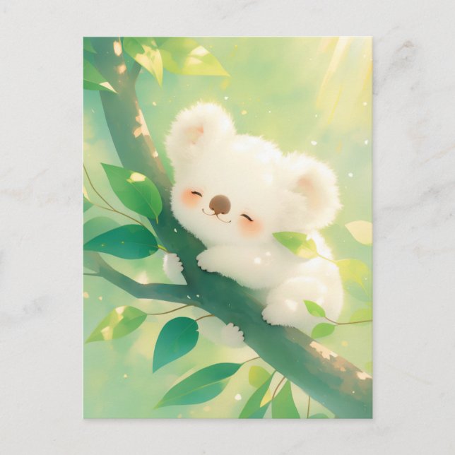 Koala schläft auf einem Baumzweig im sonnendurchfl Postkarte (Vorderseite)