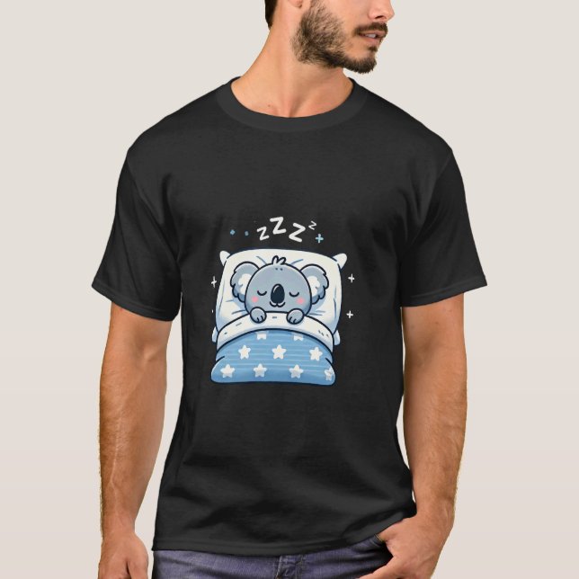 Koala Schläft Nachts Im Bett T-Shirt (Vorderseite)