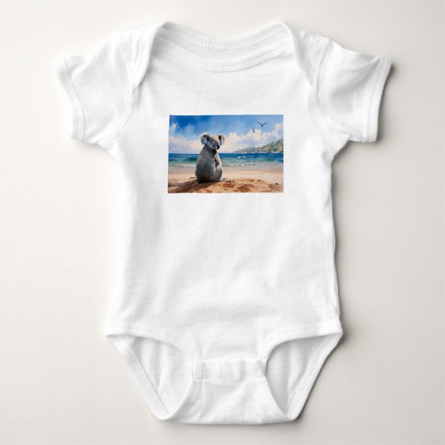 Koala sieht den Ozean Baby Strampler (Vorderseite)