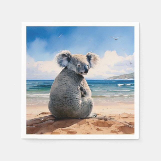 Koala sieht den Ozean Serviette (Vorderseite)