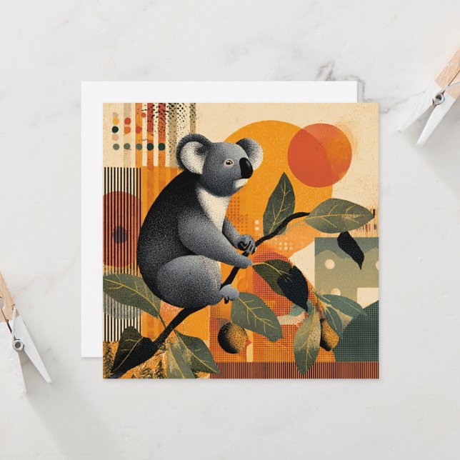 Koala sitzt in einem Baum (Vorderseite/Rückseite Beispiel)