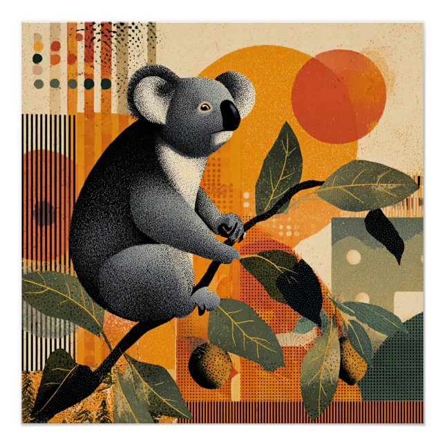 Koala sitzt in einem Baum Poster (Vorderseite)