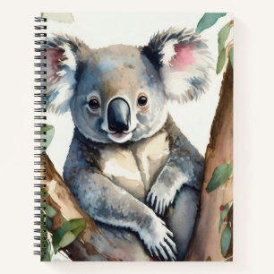 Koala sitzt in einem Eukalyptusbaum Notizbuch