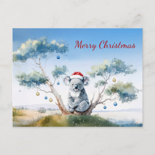 Koala sitzt in einem Gummibaum Frohe Weihnachten
