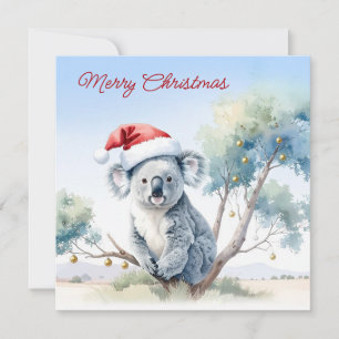 Koala sitzt in einem Kaugummi-Baum Frohe Weihnacht Feiertagskarte