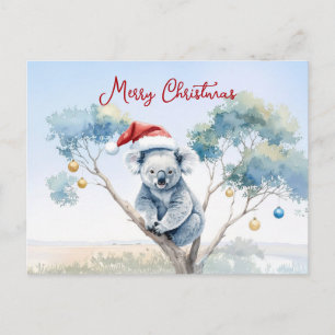 Koala sitzt in einem Kaugummi-Baum Frohe Weihnacht Feiertagspostkarte