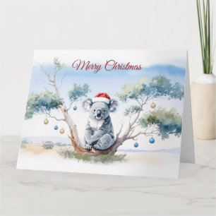 Koala sitzt in einem Kaugummi-Baum Frohe Weihnacht Karte