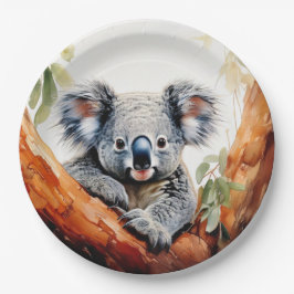 Koala sitzt in einem Kaugummi Pappteller