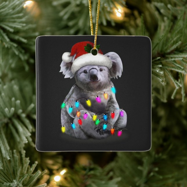 Koala sitzt mit Weihnachten Weihnachten Weihnachte Keramikornament (Baum)