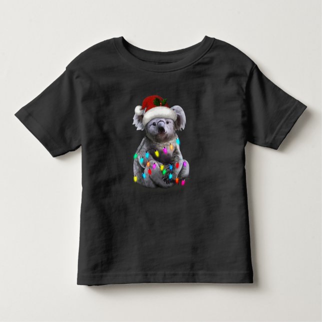 Koala sitzt mit Weihnachten Weihnachten Weihnachte Kleinkind T-shirt (Vorderseite)