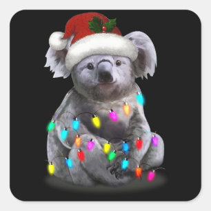 Koala sitzt mit Weihnachten Weihnachten Weihnachte Quadratischer Aufkleber