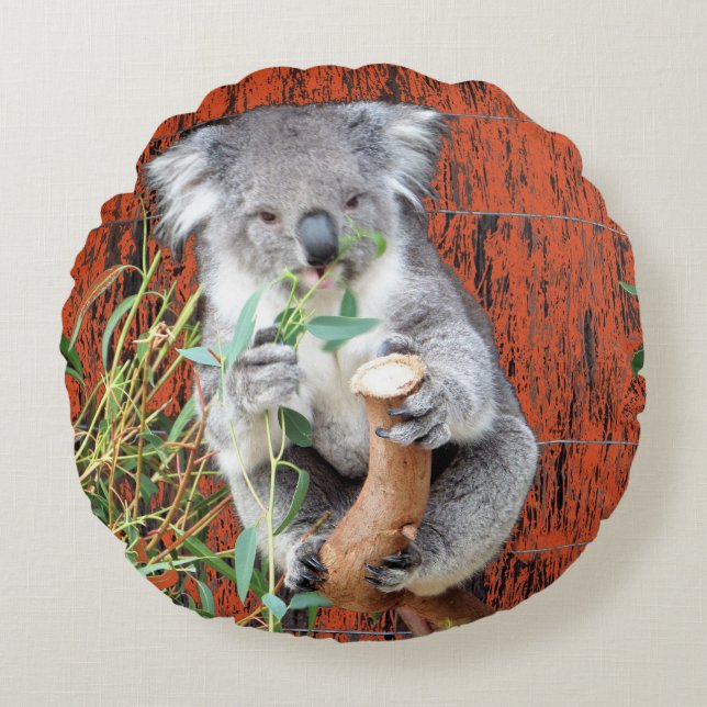 Koala Snack Time Round Cushion Rundes Kissen (Vorderseite)