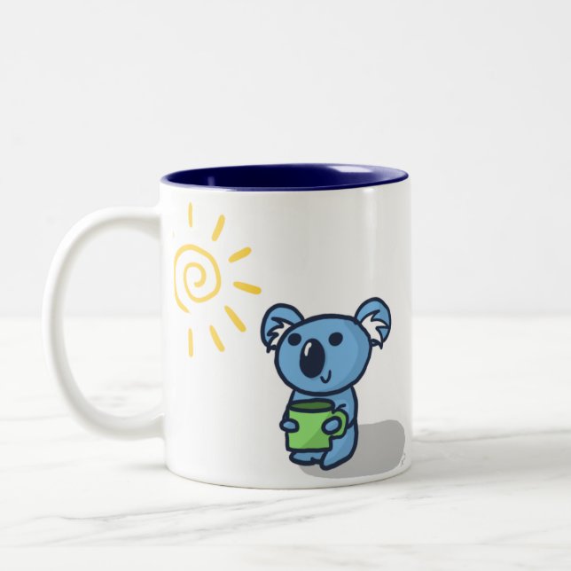 Koala-Sonnenschein - Blau Zweifarbige Tasse (Links)