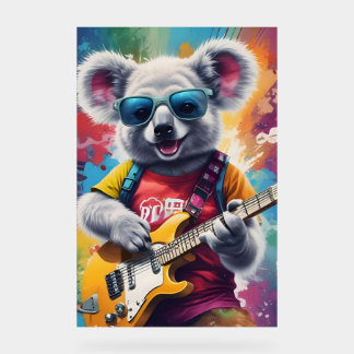 Koala spielt Gitarre, Rock Graffiti Acrylschild