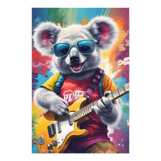 Koala spielt Gitarre, Rock Graffiti Fotodruck