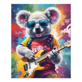 Koala spielt Gitarre, Rock Graffiti Fotodruck