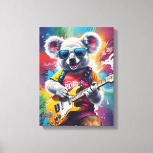 Koala spielt Gitarre, Rock Graffiti Leinwanddruck
