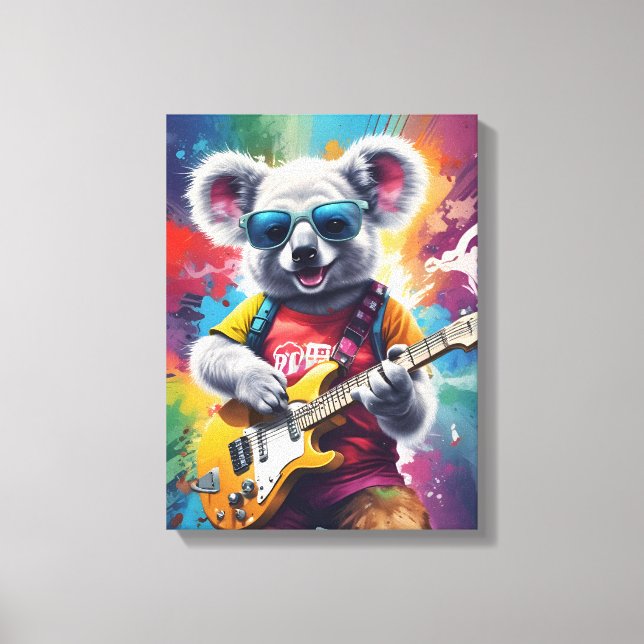 Koala spielt Gitarre, Rock Graffiti Leinwanddruck (Vorderseite)