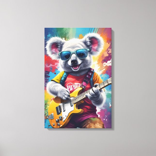 Koala spielt Gitarre, Rock Graffiti Leinwanddruck (Vorderseite)