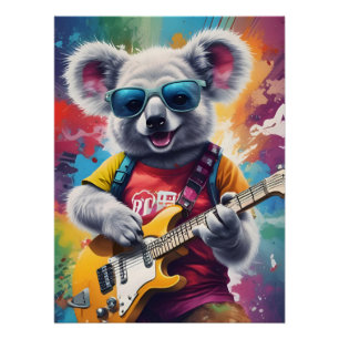 Koala spielt Gitarre, Rock Graffiti Poster