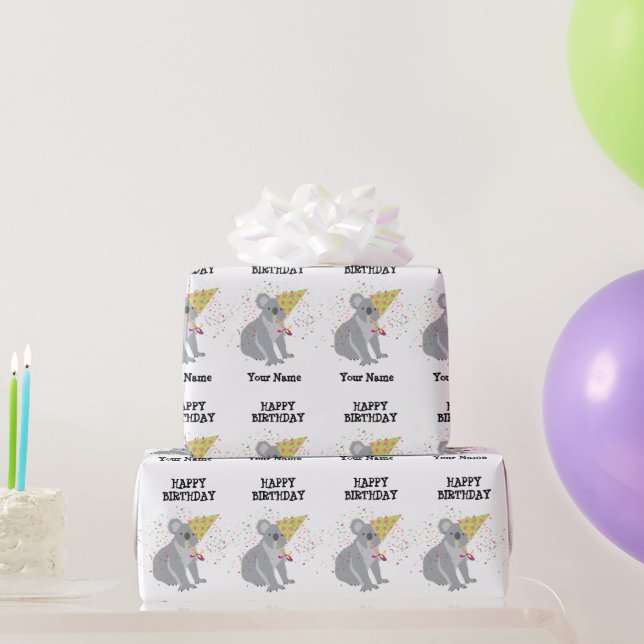 Koala - Tiere mit einem Party Jungen Mädchen Name Geschenkpapier (Partygeschenke)