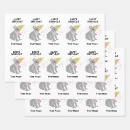 Koala - Tiere mit einem Party Jungen Mädchen Name Geschenkpapier Set