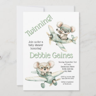 Koala Twin Baby Shower Einladung   Neutral des Ges