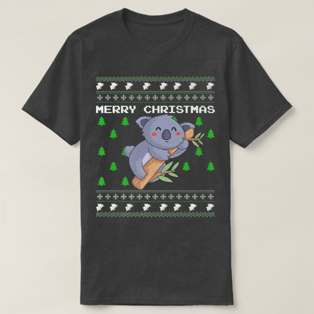 Koala Ugly Christmas Party Celebration Candy Greet T-Shirt (Design vorne)