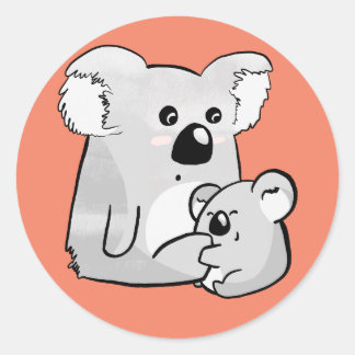 Koala und Baby Runder Aufkleber