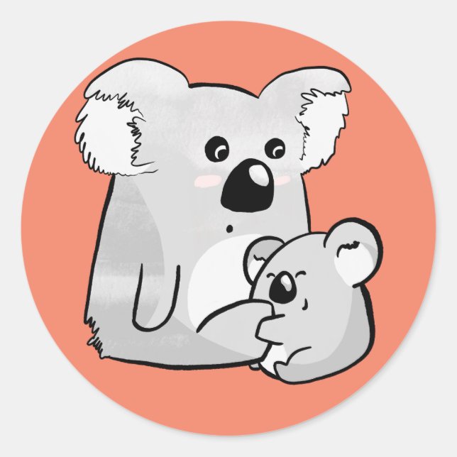 Koala und Baby Runder Aufkleber (Vorderseite)