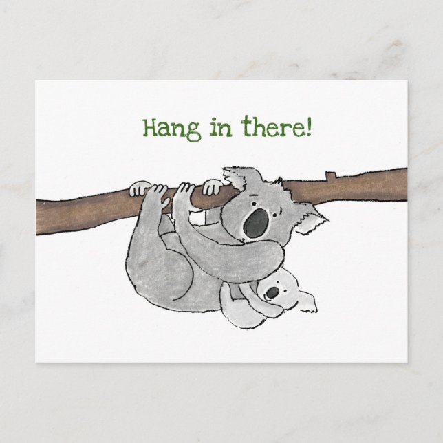 Koala und Baby'hang in dorthin Postkarte (Vorderseite)