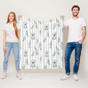Koala und graue Streifen Fleecedecke
