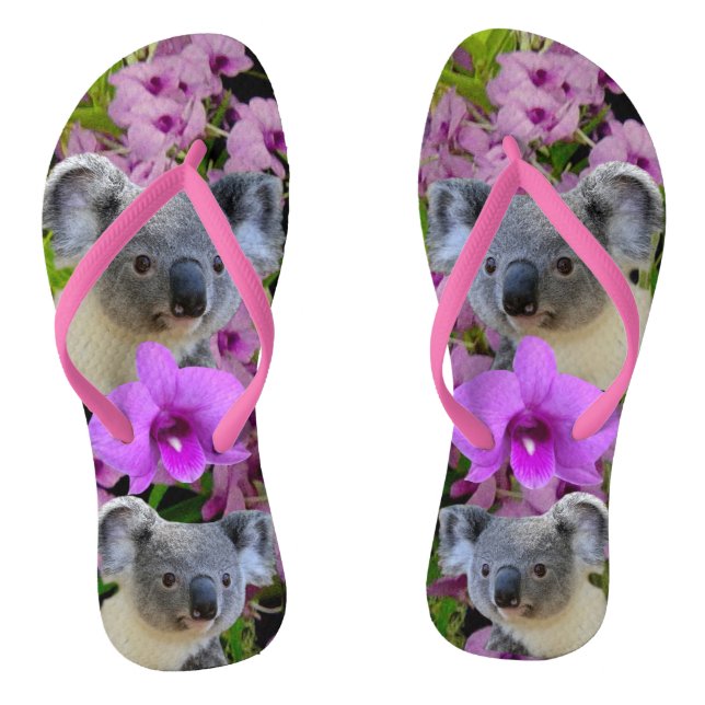Koala und Orchideen Flip Flops (Fußbett)