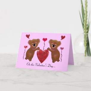 Koala Valentine Hearts Cards Feiertagskarte
