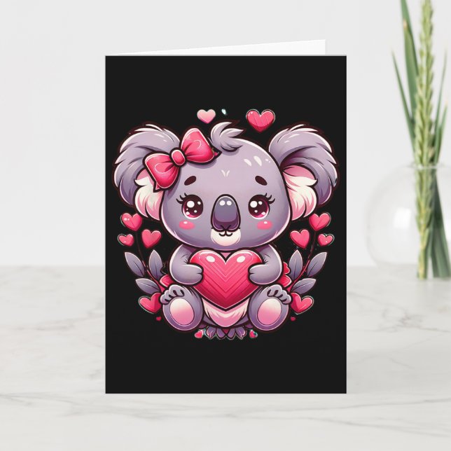 Koala Valentinsherzen Bär  Karte (Vorderseite)