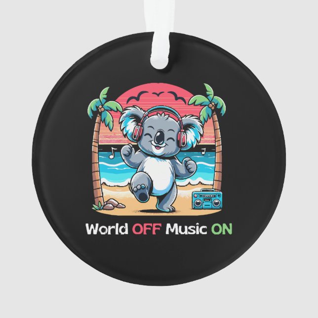 Koala Vibing am Strand Ornament (Rückseite)