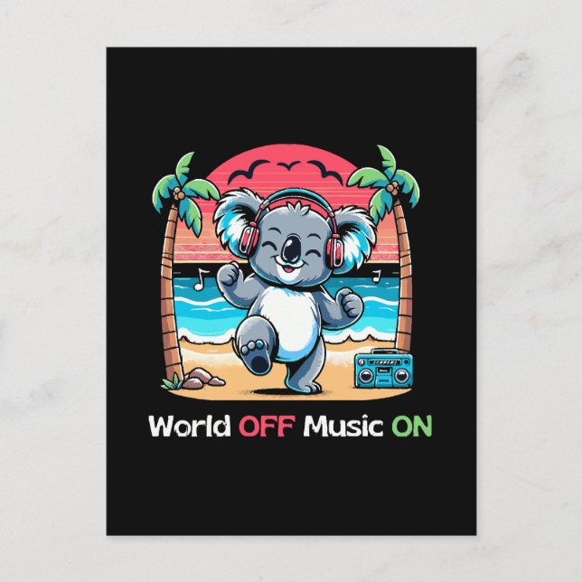 Koala Vibing am Strand Postkarte (Vorderseite)