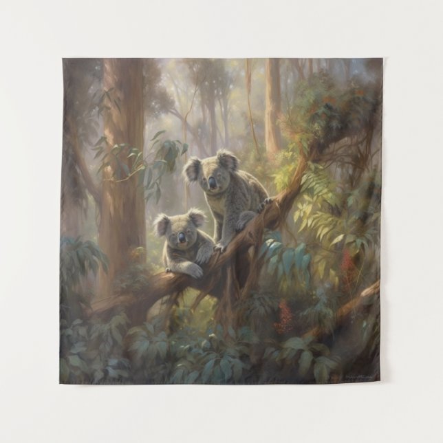 Koala-Wald-Träume Wandteppich (Vorderseite)