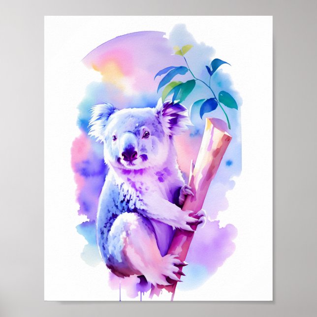 Koala Watercolor Portrait 1 Holiday Postcard Poster (Vorne)