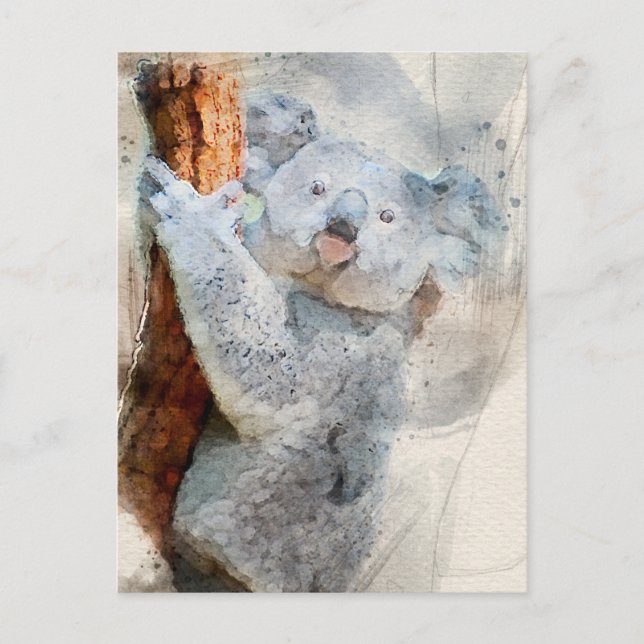 Koala Watercolor Postcard 2022 Postkarte (Vorderseite)