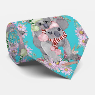 Koala Weihnachten Botanisch Vintage Blau Krawatte
