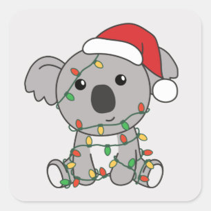 Koala Weihnachts-Wintertiere Koalas Square Stick Quadratischer Aufkleber