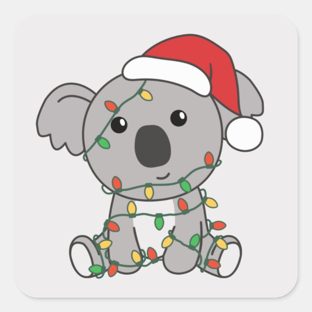 Koala Weihnachts-Wintertiere Koalas Square Stick Quadratischer Aufkleber (Vorderseite)