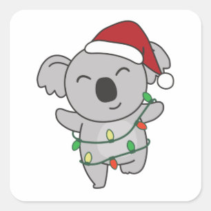Koala Weihnachts-Wintertiere Koalas Square Stick Quadratischer Aufkleber