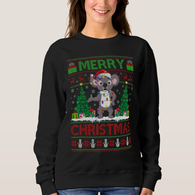 Koala   Weihnachtsbaum Lichter Hässlicher Weihnach Sweatshirt (Vorderseite)