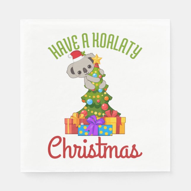 Koala-Weihnachtsbaum Süßer Weihnachtswitz  Serviette (Vorderseite)