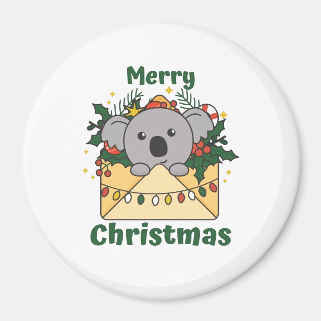 Koala Weihnachtsbrief Winter Animals Koalas Magnet (Vorne)